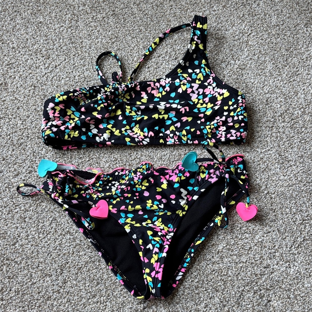 Hobie Black Heart Pattern Kids Bikini